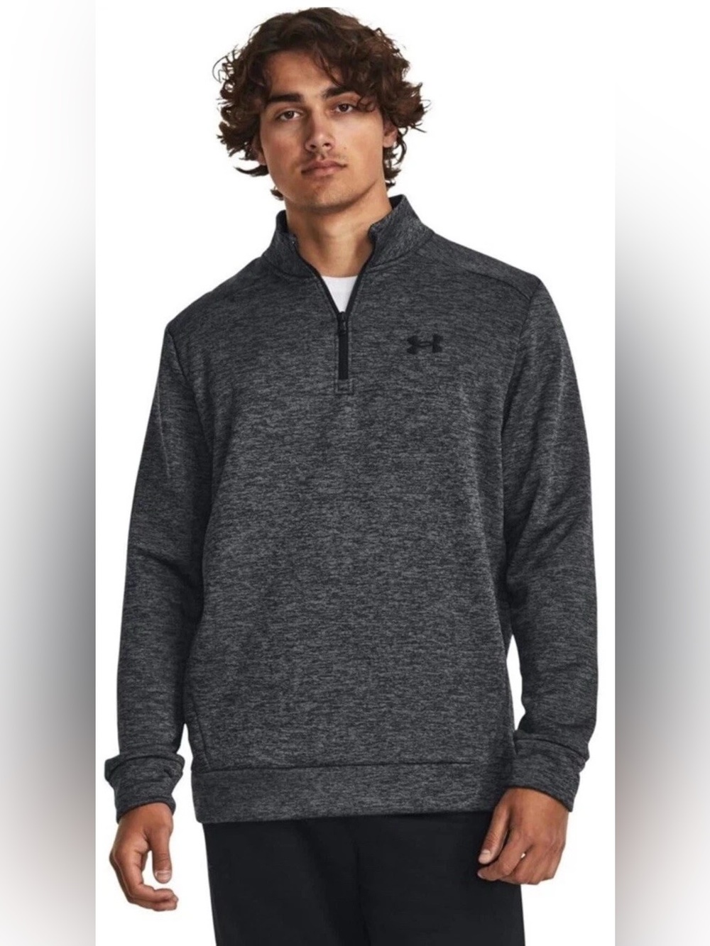 Size:4XL🔥Under Armour Men's Fleece Twist 1/4 Zip Pullover Black